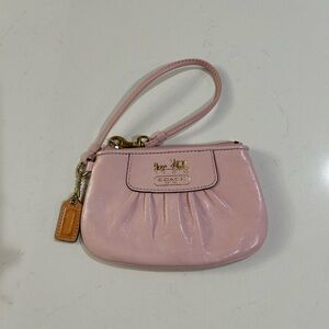 Coach Light Pink Leather Wristlet Clutch